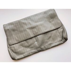 Perry Ellis • Grey Stripe Flap Handbag